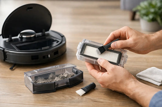Robotstofzuiger filter schoonmaken stappen